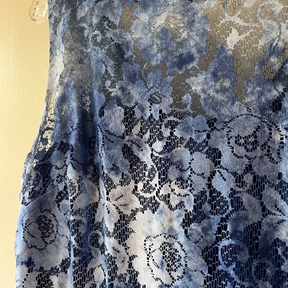 Betsey Johnson Juniors Tank Lace Blue Midi Dress Floral Lined Layered, Size 14 - Picture 3 of 9